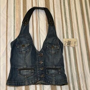 - Guess Denim Halter Top with Black Accents